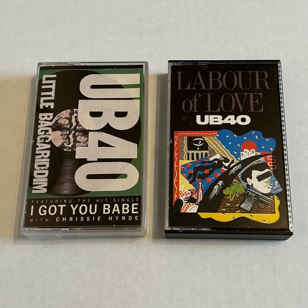 UB40's Labour of Love and Little Baggariddim cassette tapes